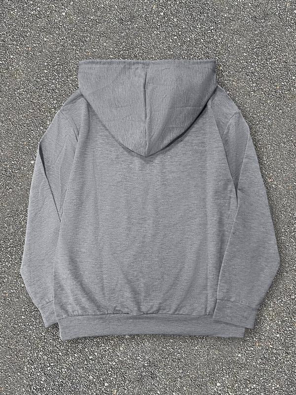 Women'WB shield Letter & Tree Print Drawstring Pocket Hoodie, Casual Comfy Pullover Hooded Sweatshirt for Daily Wear,...
