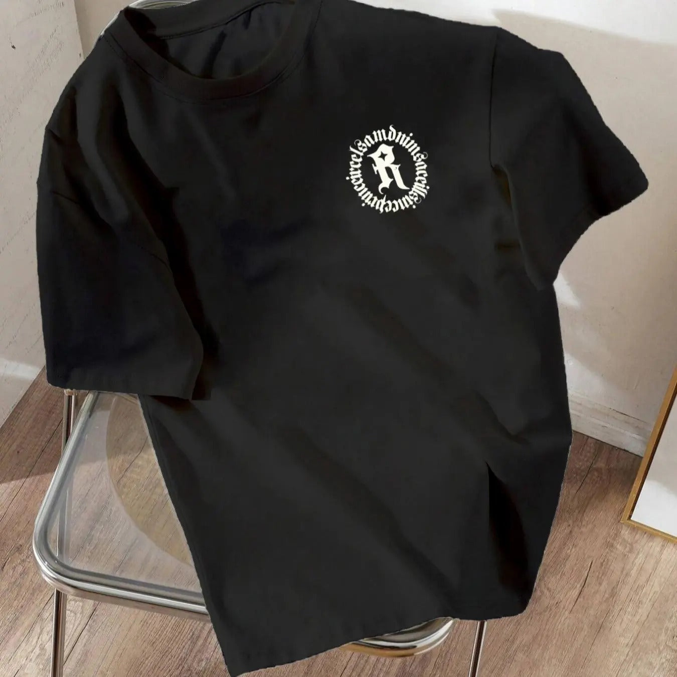Women'WB shield Letter Graphic Round Neck Tee, Casual Short Sleeve Crew Neck T-shirt for Daily Wear, Ladies Clothing for...
