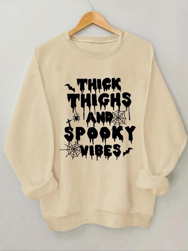 Women'WB shield Letter Print Crew Neck Sweatshirt, Casual Long Sleeve Pullover Sweatshirt for Fall & Winter, Ladies TNF...