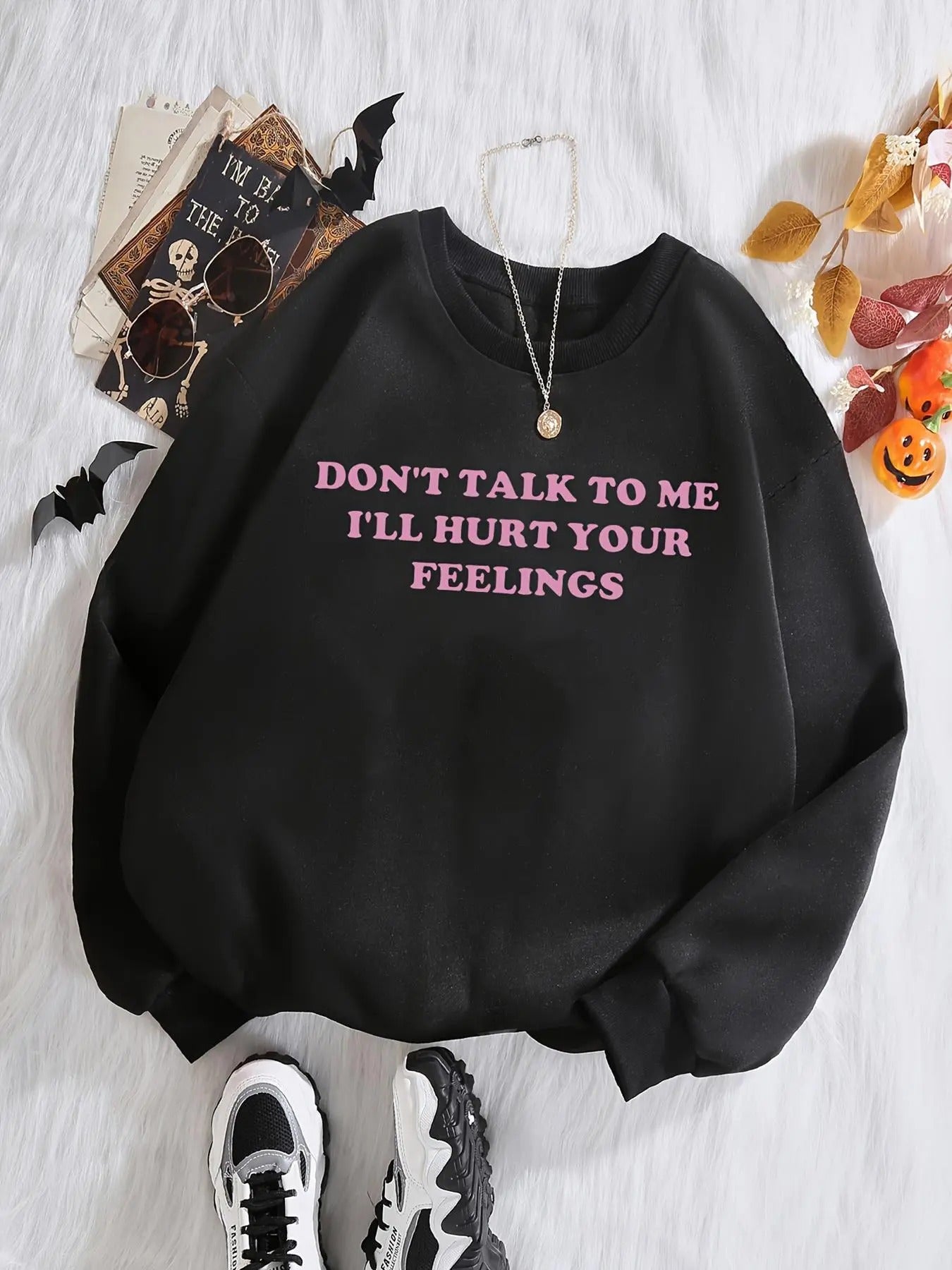 Women'WB shield Letter Print Crew Neck Sweatshirt, Casual Long Sleeve Pullover for Fall & Winter, Women'WB shield TNF for...