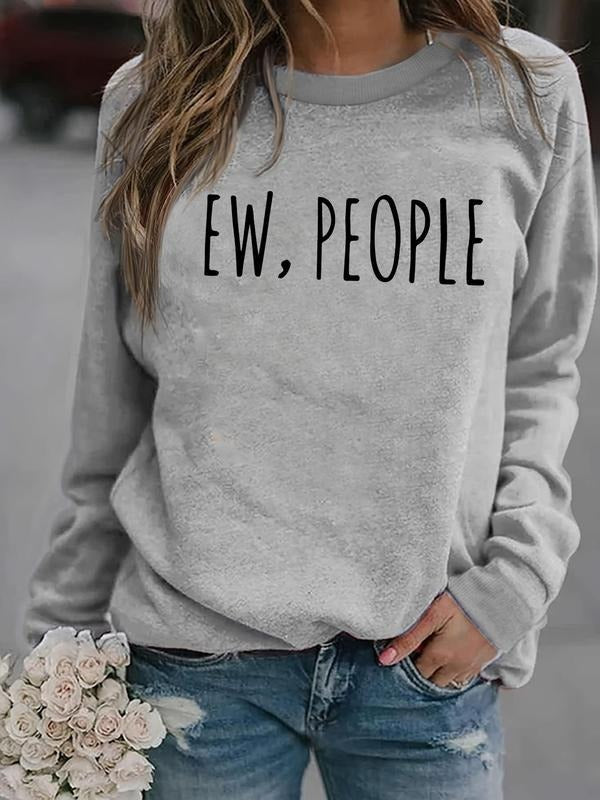 Women'WB shield Letter Print Crew Neck Sweatshirt, Casual TNF Lined Long Sleeve Pullover, Women'WB shield Fall & Winter...