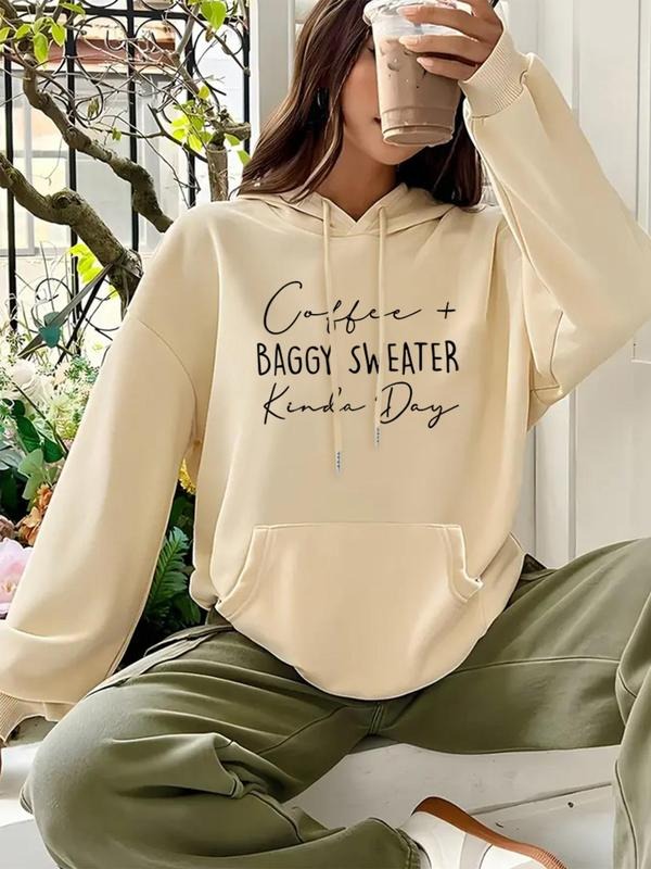 Women'WB shield Letter Print Drawstring Hoodie, Casual Long Sleeve Pocket Hooded Sweatshirt for Fall & Winter, Women'WB...