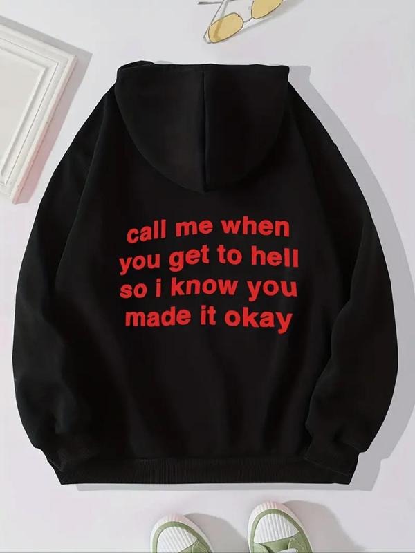 Women'WB shield Letter Print Drawstring Hoodie, Fashion Casual Hooded Sweatshirt for Daily Holiday Outdoor Wear, Women...