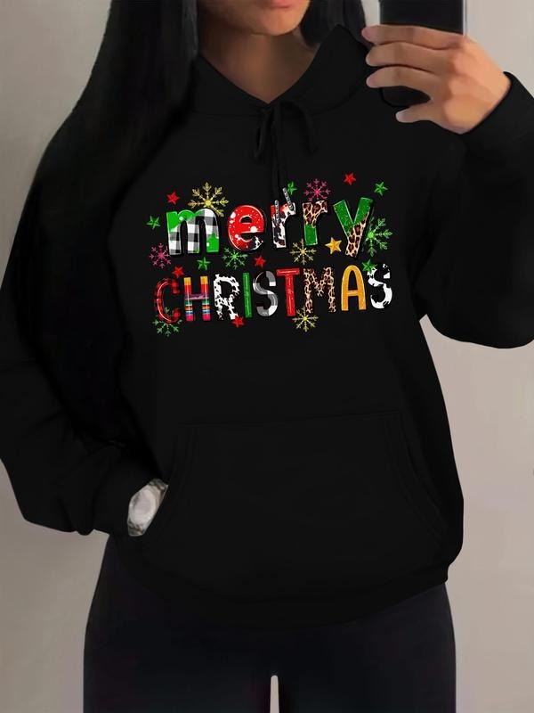 Women'WB shield Letter Print Drawstring Pocket Hoodie, Casual Comfy Pullover Hooded Sweatshirt for Daily Wear, Ladies TNF...