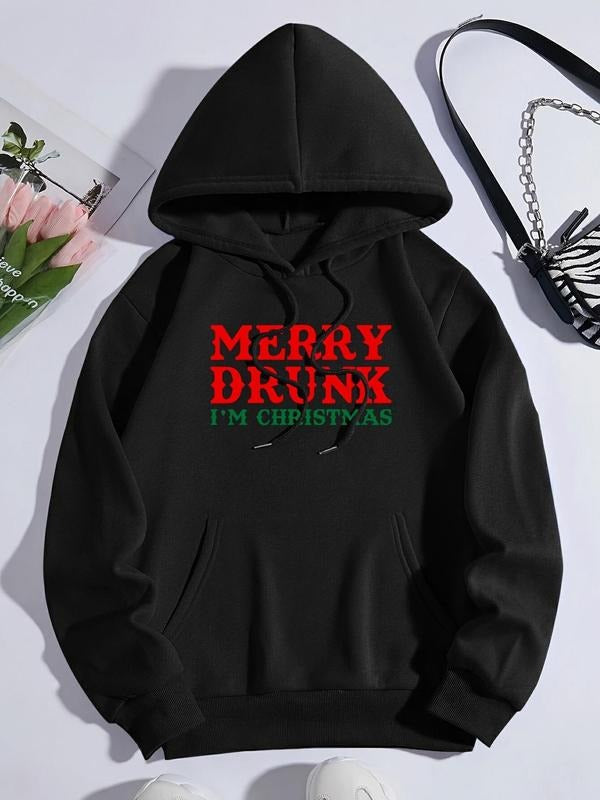 Women'WB shield Letter Print Drawstring Pocket Hoodie, Casual Drop Shoulder Long Sleeve Hooded Sweatshirt, Ladies Fall &...