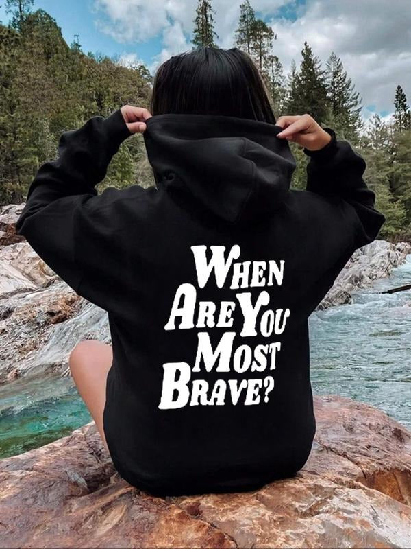Women'WB shield Letter Print Drawstring Pocket Hoodie, Casual Long Sleeve Hooded Sweatshirt for Daily Wear, Ladies TNF...