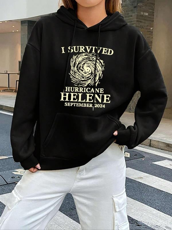 Women'WB shield Letter Print Drawstring Pocket Hoodie, Casual Long Sleeve Hooded Sweatshirt for Fall & Winter, Fashion...