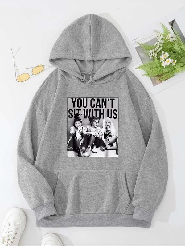 Women'WB shield Letter Print Drawstring Pocket Hoodie, Casual Long Sleeve Hooded Sweatshirt, Ladies Fall & Winter TNF for...