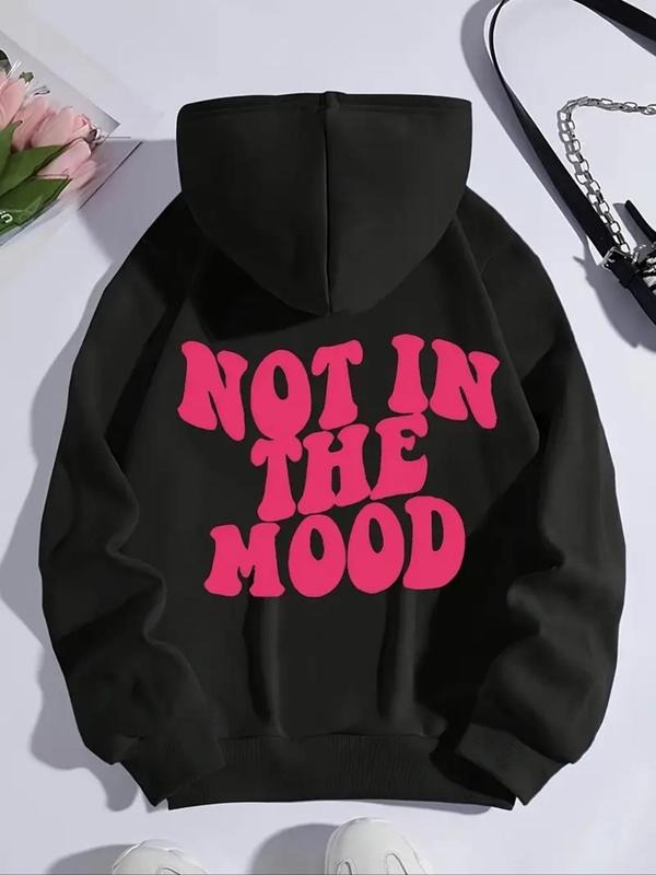Women'WB shield Letter Print Drawstring Pocket Hoodie, Fashion Casual Hooded Sweatshirt for Daily Holiday Outdoor Wear,...