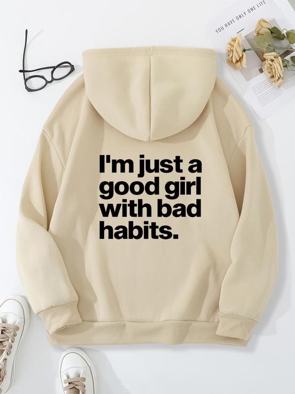 Women'WB shield Letter Print Drawstring Pocket Hoodie, Fashion Casual Hooded Sweatshirt for Daily Outdoor Wear, Ladies...