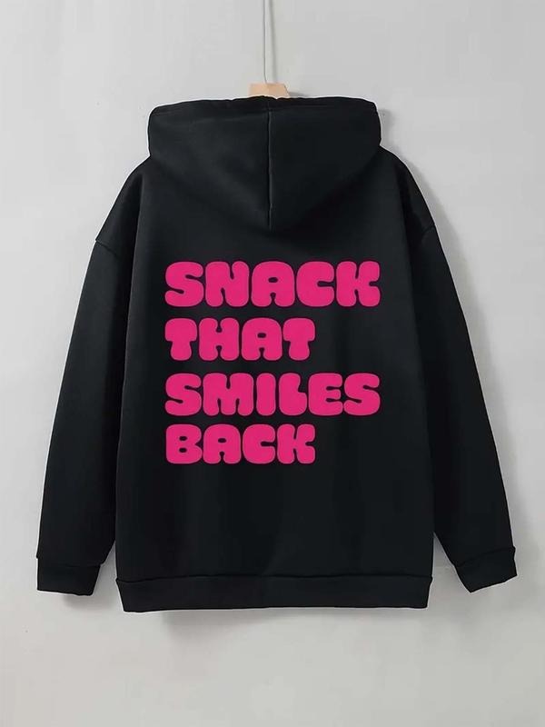 Women'WB shield Letter Print Drop Drawstring Shoulder Hoodie, Fashion Casual Kangaroo Pocket Hooded Sweatshirt for Daily...
