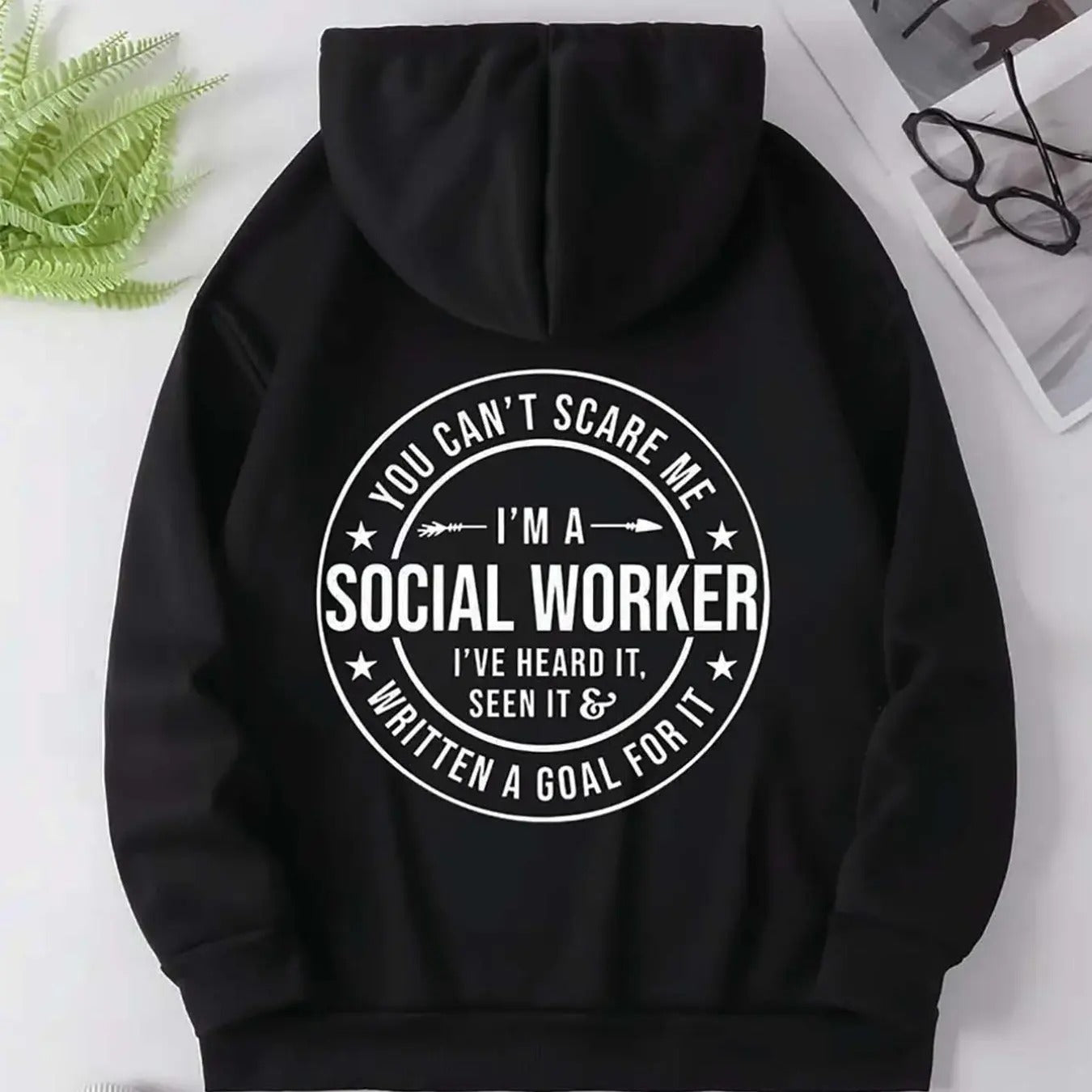 Women'WB shield Letter Print Drop Drawstring Shoulder Hoodie, Fashion Casual Kangaroo Pocket Hooded Sweatshirt for Daily...