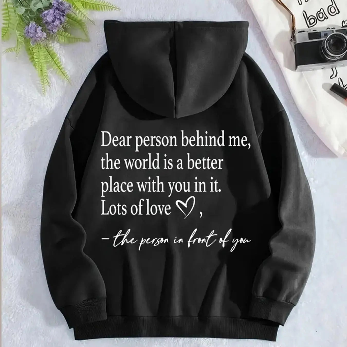 Women'WB shield Letter Print Drop Shoulder Drawstring Hoodie, Fashion Casual Kangaroo Pocket Hooded Sweatshirt for Daily...