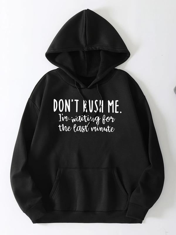 Women'WB shield Letter Print Drop Shoulder Drawstring Hoodie, Fashion Casual Kangaroo Pocket Hooded Sweatshirt for Daily...