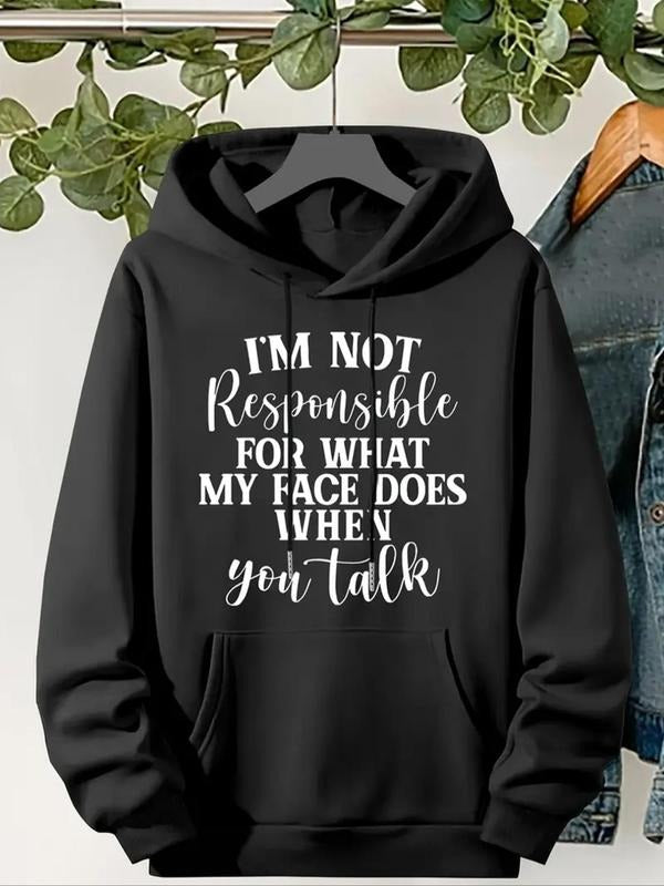 Women'WB shield Letter Print Drop Shoulder Drawstring Hoodie, Fashion Casual Kangaroo Pocket Hooded Sweatshirt for Daily...
