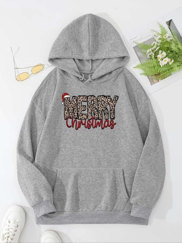 Women'WB shield Letter Print Drop Shoulder Drawstring Hoodie, Fashion Casual Kangaroo Pocket Hooded Sweatshirt for Daily...