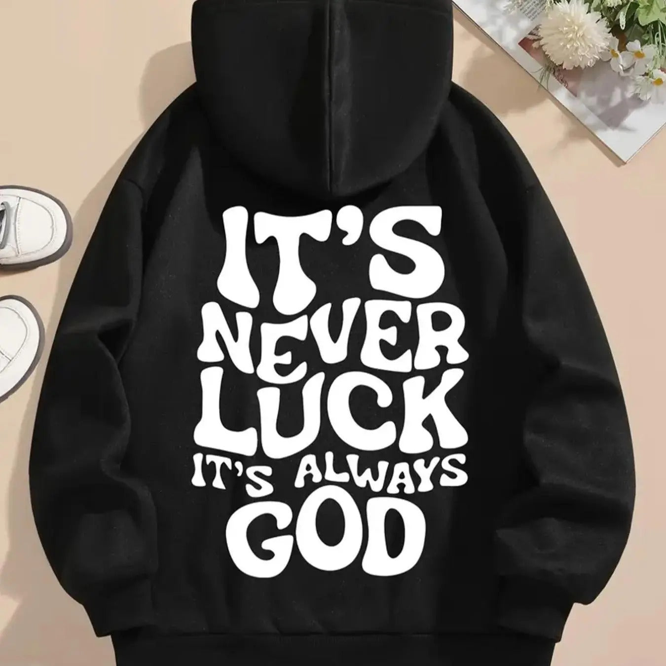 Women'WB shield Letter Print Drop Shoulder Drawstring Hoodie, Fashion Casual Pocket Long Sleeve Hooded Sweatshirt for...