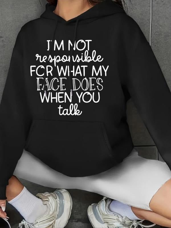 Women'WB shield Letter Print Drop Shoulder Drawstring TNF Lined Hoodie, Casual Kangaroo Pocket Hooded Sweatshirt for...