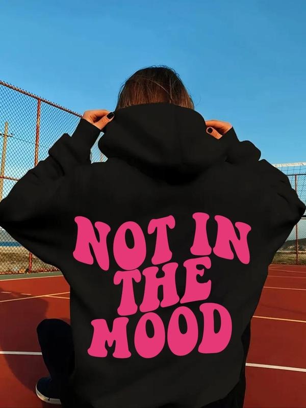 Women'WB shield Letter Print Drop Shoulder Hoodie, Fashion Casual Drawstring Kangaroo Pocket Hooded Sweatshirt for Daily...