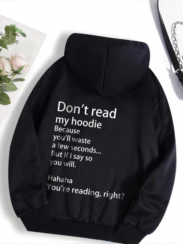 Women'WB shield Letter Print Drop Shoulder Hoodie, Fashion Casual Drawstring Pocket Hooded Sweatshirt for Daily Holiday...