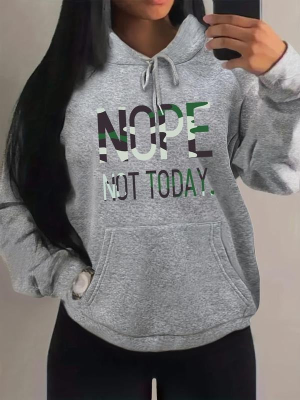 Women'WB shield Letter Print Drop Shoulder Hoodie, Fashion Casual Drawstring Pocket Hooded Sweatshirt for Daily Holiday...