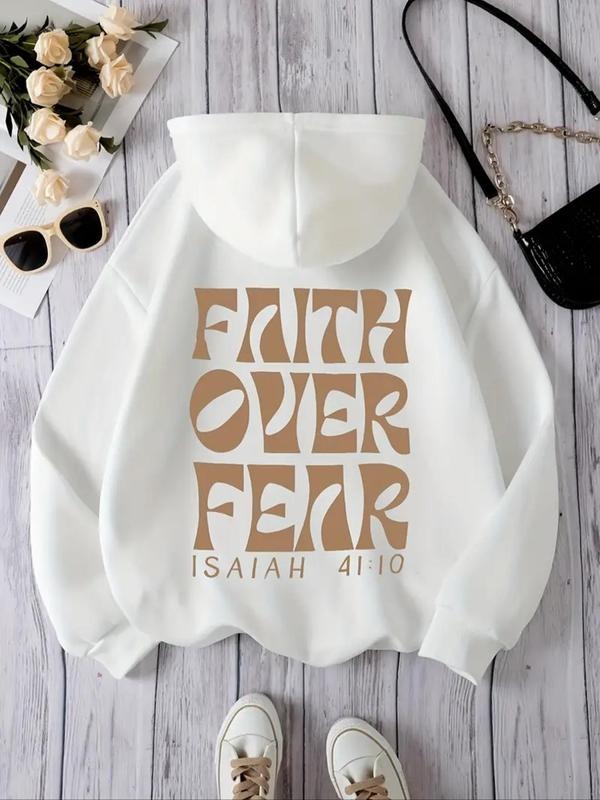 Women'WB shield Letter Print Drop Shoulder Hoodie, Fashion Casual Drawstring Pocket Hooded Sweatshirt for Daily Holiday...