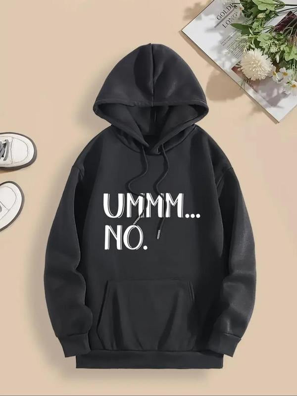 Women'WB shield Letter Print Drop Shoulder Hoodie, Fashion Casual Drawstring Pocket Hooded Sweatshirt for Daily Holiday...