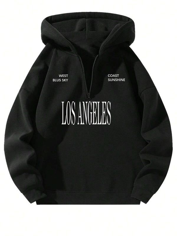 Women'WB shield Letter Print Drop Shoulder Hoodie, Fashion Casual Drawstring Zipper Hooded Sweatshirt for Daily Holiday...