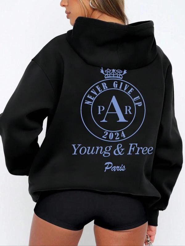 Women'WB shield Letter Print Drop Shoulder Hoodie, Fashion Casual Half Zip Hooded Sweatshirt for Daily Holiday Outdoor...