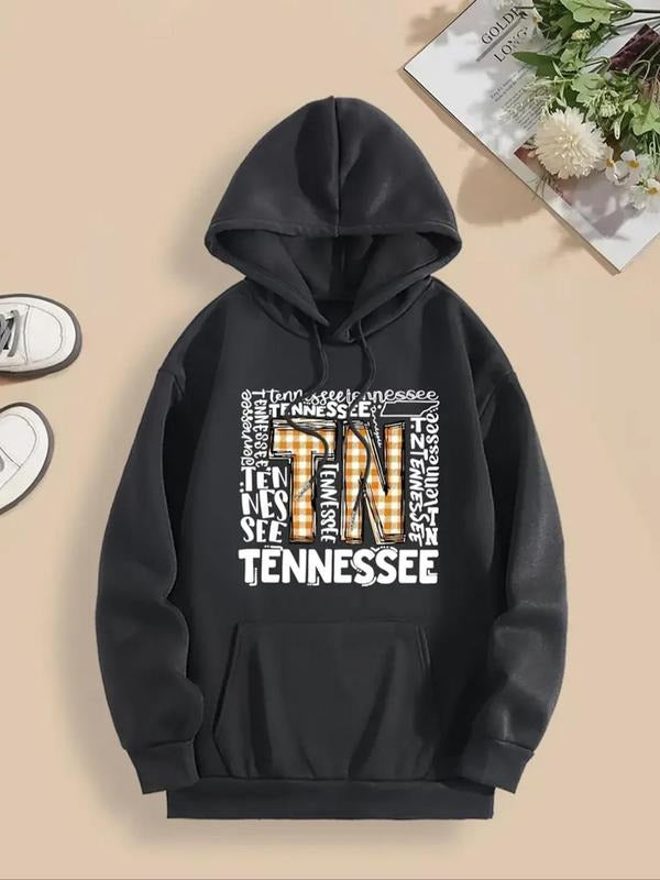 Women'WB shield Letter Print Drop Shoulder Hoodie, Fashion Casual Hooded Sweatshirt for Daily Holiday Outdoor Wear, Women Clothing for Fall & Winter style 03