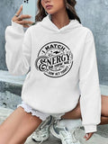 Women'WB shield Letter Print Drop Shoulder Hoodie, Fashion Casual Long Sleeve Hooded Sweatshirt for Daily Holiday Outdoor Wear, Women Clothing for Fall & Winter style 02