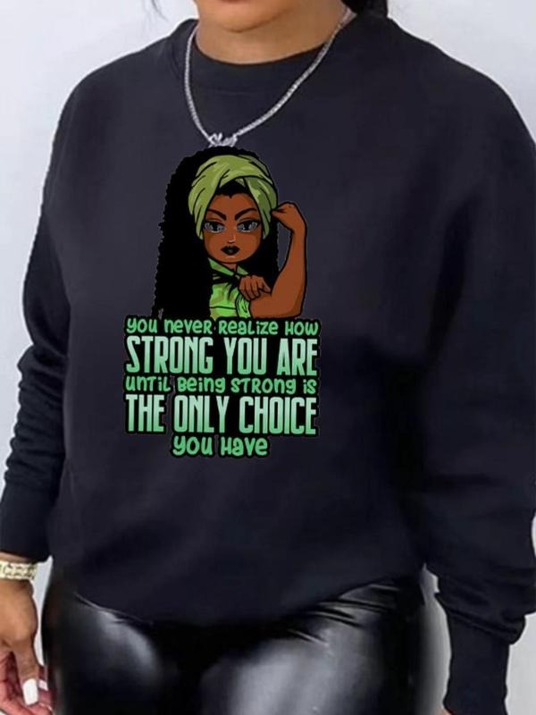 Women'WB shield Letter Print Drop Shoulder Long Sleeve Sweatshirt Without Necklace, Fashion Casual Crew Neck Pullover for...