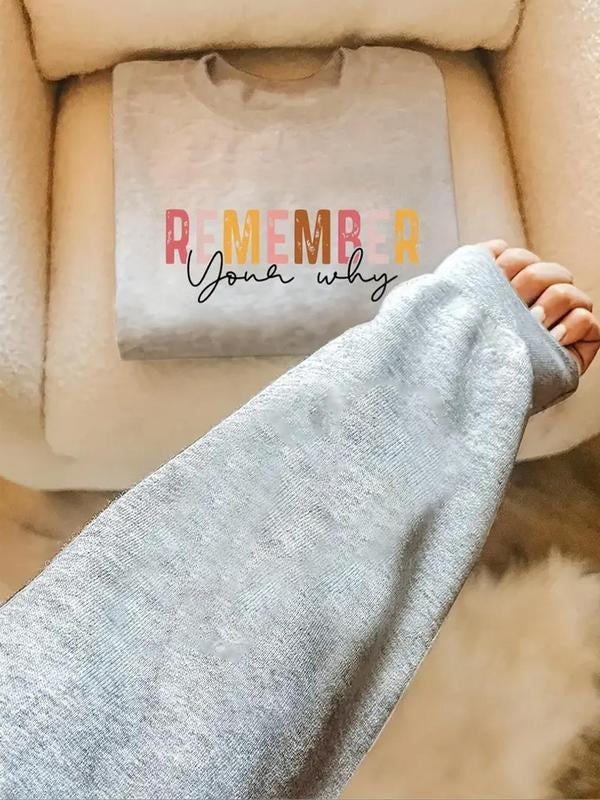 Women'WB shield Letter Print Drop Shoulder Pullover, Casual Long Sleeve Round Neck Sweatshirt for Fall & Winter, Women'WB...