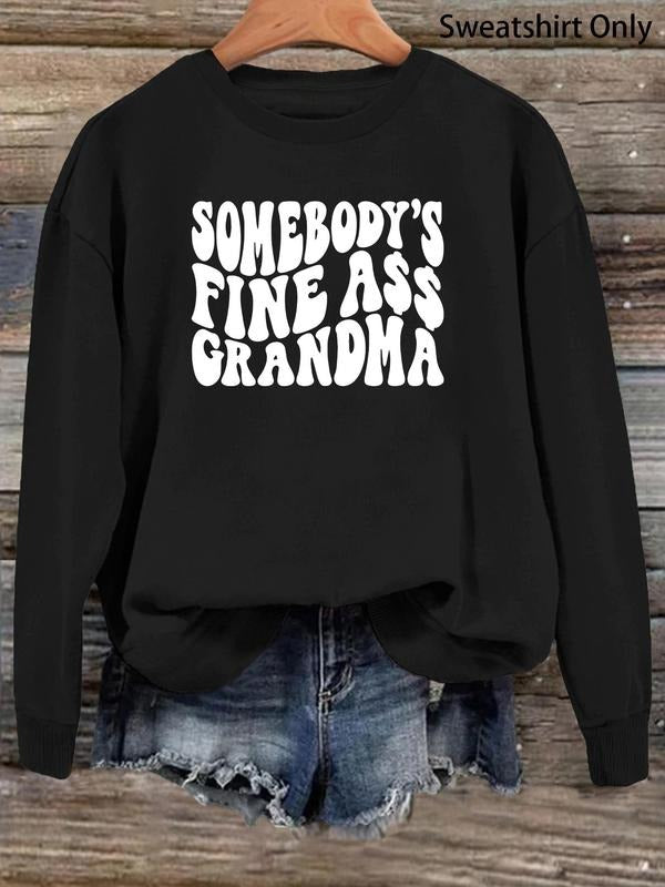 Women'WB shield Letter Print Drop Shoulder Sweatshirt, Casual Long Sleeve Round Neck Pullover For Fall & Winter, Ladies...