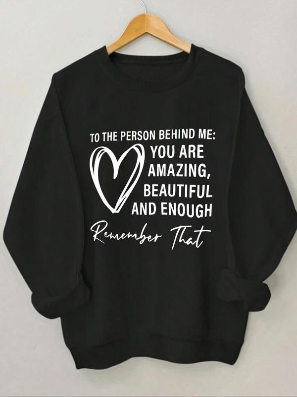 Women'WB shield Letter Print Drop Shoulder Sweatshirt, Casual Long Sleeve Round Neck Pullover for Daily Wear, Ladies TNF...