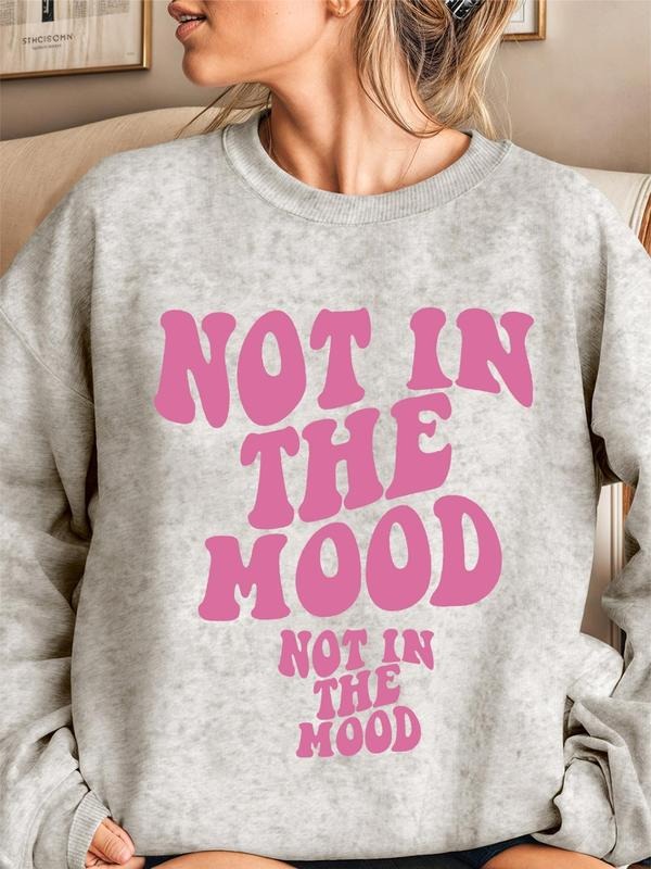 Women'WB shield Letter Print Drop Shoulder Sweatshirt, Casual Long Sleeve Round Neck Pullover for Daily Wear, Ladies TNF...
