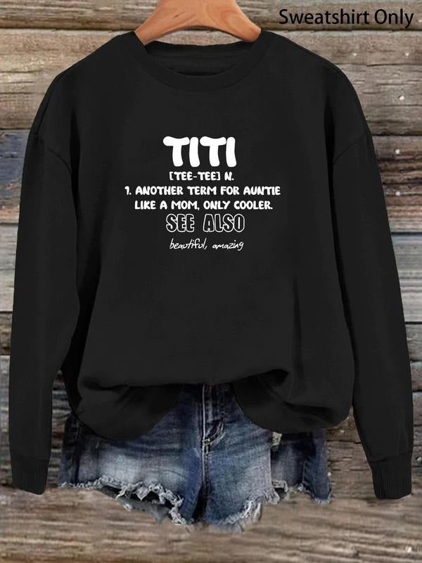Women'WB shield Letter Print Drop Shoulder Sweatshirt, Casual Long Sleeve Round Neck Pullover for Fall & Winter, Ladies...