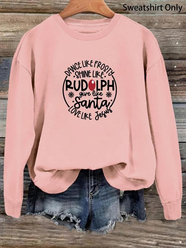 Women'WB shield Letter Print Drop Shoulder Sweatshirt, Casual Long Sleeve Round Neck Pullover for Fall & Winter, Ladies...