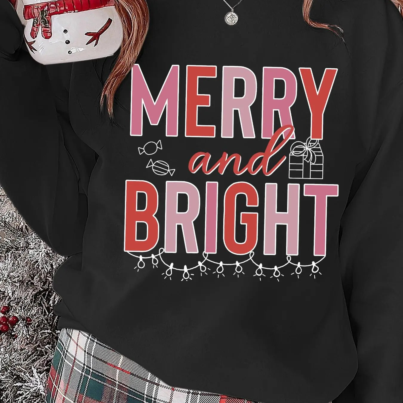 Women'WB shield Letter Print Drop Shoulder Sweatshirt, Casual Long Sleeve Round Neck Pullover for Fall & Winter, Ladies...