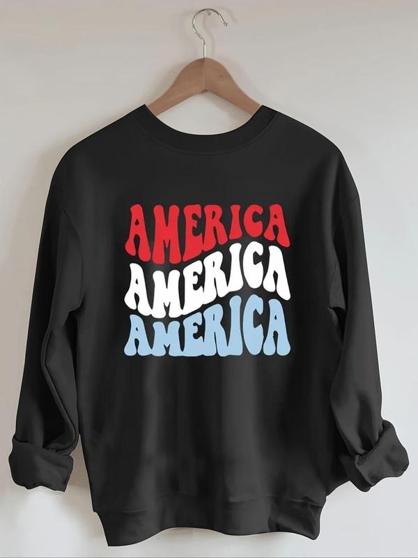 Women'WB shield Letter Print Drop Shoulder Sweatshirt, Casual Long Sleeve Round Neck Pullover for Fall & Winter, Women'WB...