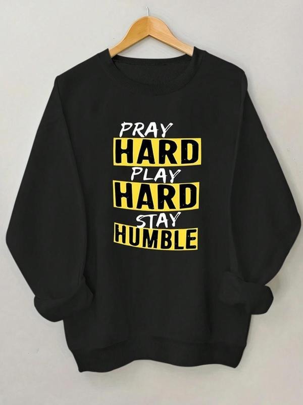 Women'WB shield Letter Print Drop Shoulder Sweatshirt, Casual Long Sleeve Round Neck Pullover for Fall & Winter, Women'WB...
