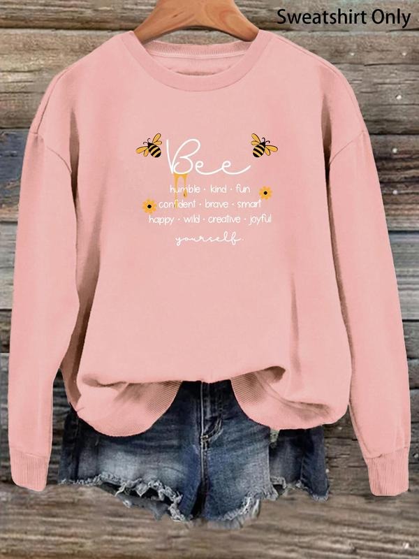 Women'WB shield Letter Print Drop Shoulder Sweatshirt, Casual Long Sleeve Round Neck Pullover for Fall & Winter, Women'WB...