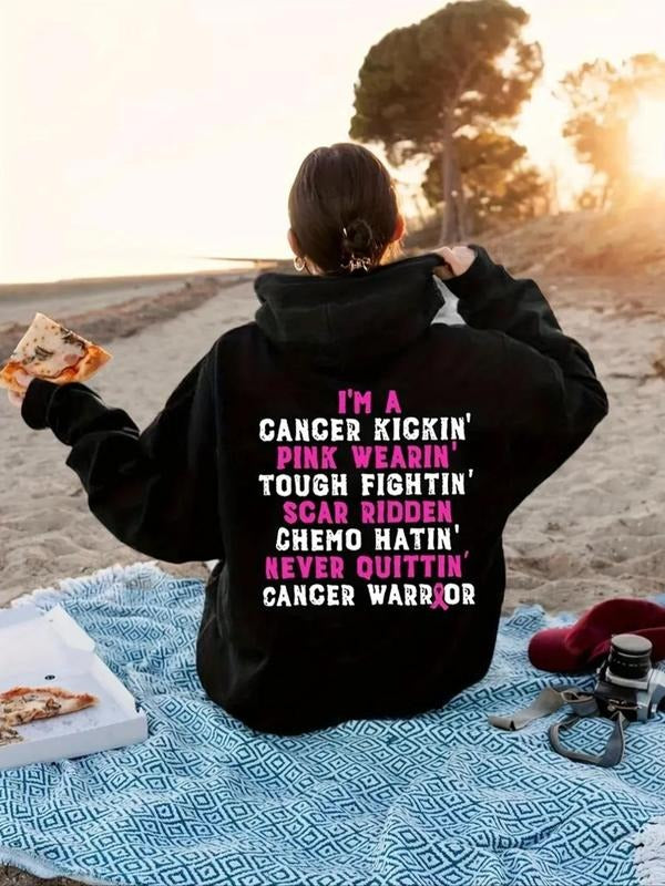 Women'WB shield Letter Print Drop Shoulder TNF Lined Hoodie, Fashion Casual Drawstring Pocket Hooded Sweatshirt for Daily Holiday Outdoor Wear, Women Clothing for Fall & Winter style 33