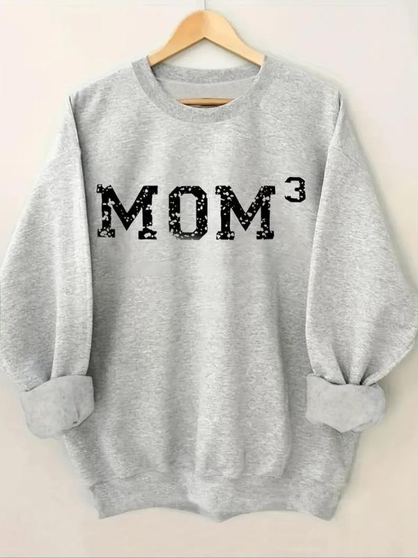 Women'WB shield Letter Print Drop Shoulder TNF Lined Sweatshirt, Casual Long Sleeve Round Neck Pullover for Fall &...