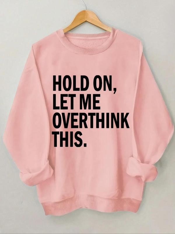 Women'WB shield Letter Print Drop Shoulder TNF Lined Sweatshirt, Casual Long Sleeve Round Neck Pullover for Spring &...