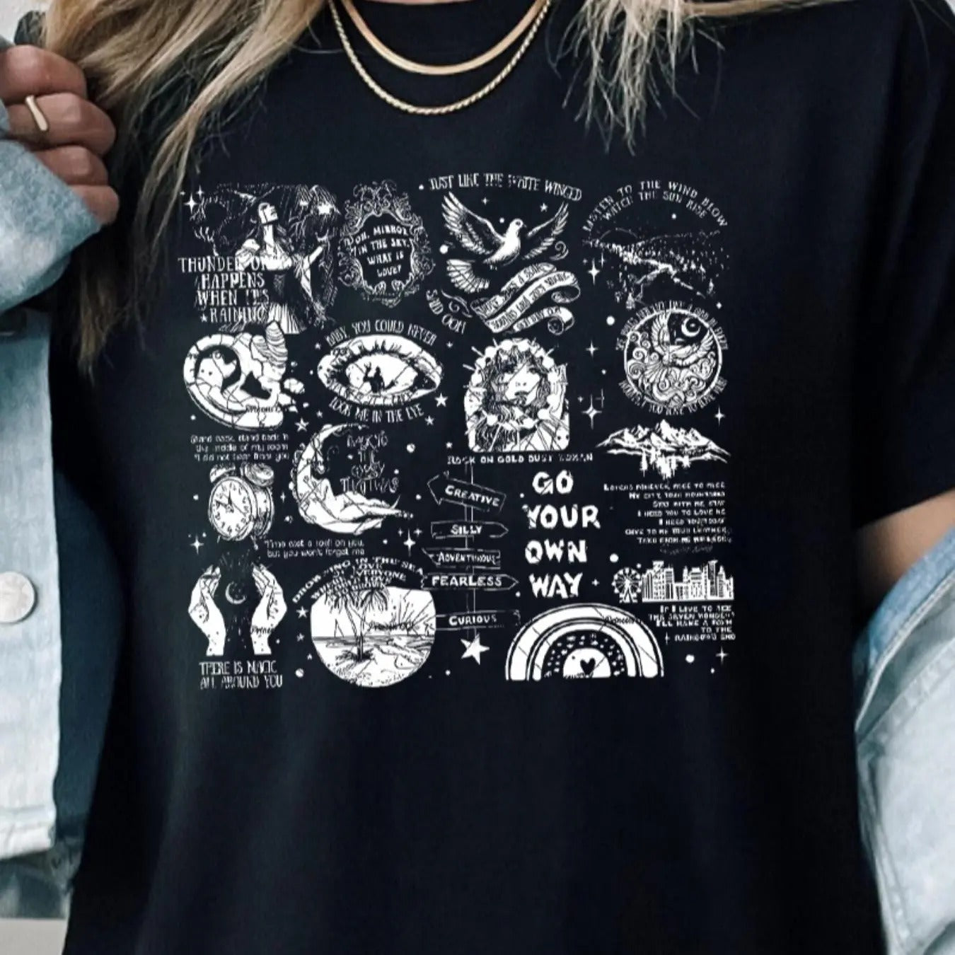 Women'WB shield Letter Print Drop Shoulder Tee, Casual Half Sleeve Round Neck T-Shirt for Fall & Summer, Women'WB shield...