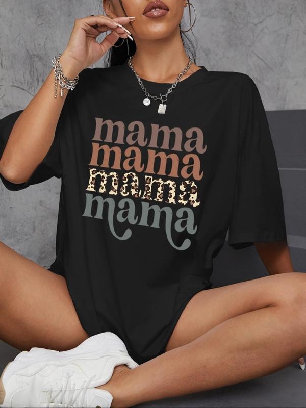 Women'WB shield Letter Print Drop Shoulder Tee, Casual Half Sleeve Round Neck T-Shirt for Summer, Women'WB shield Top for...
