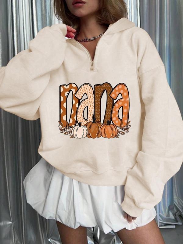 Women'WB shield Letter Print Drop Shoulder Zip Up Hoodie, Fashion Casual Long Sleeve Hooded Sweatshirt for Daily Holiday...