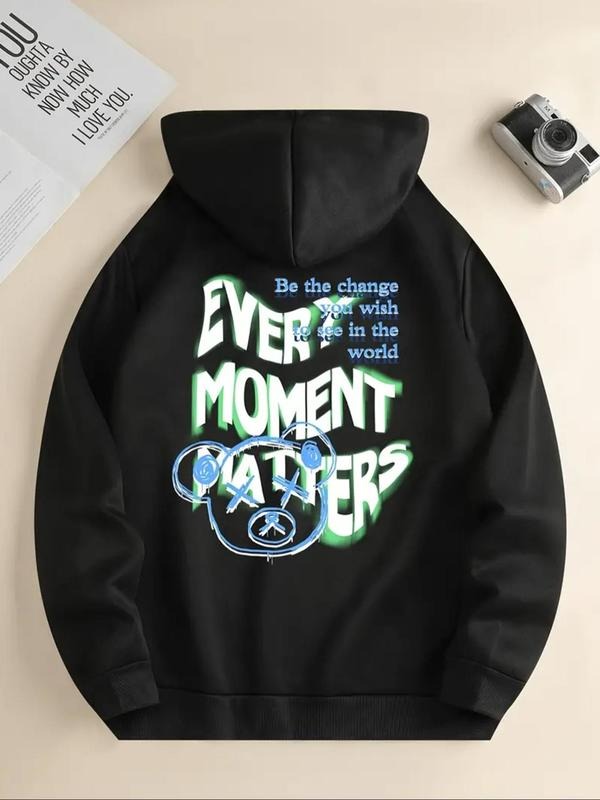 Women'WB shield Letter Print Hoodie, Casual Long Sleeve Kangaroo Pocket Hoodies for Fall & Winter, Women'WB shield TNF...