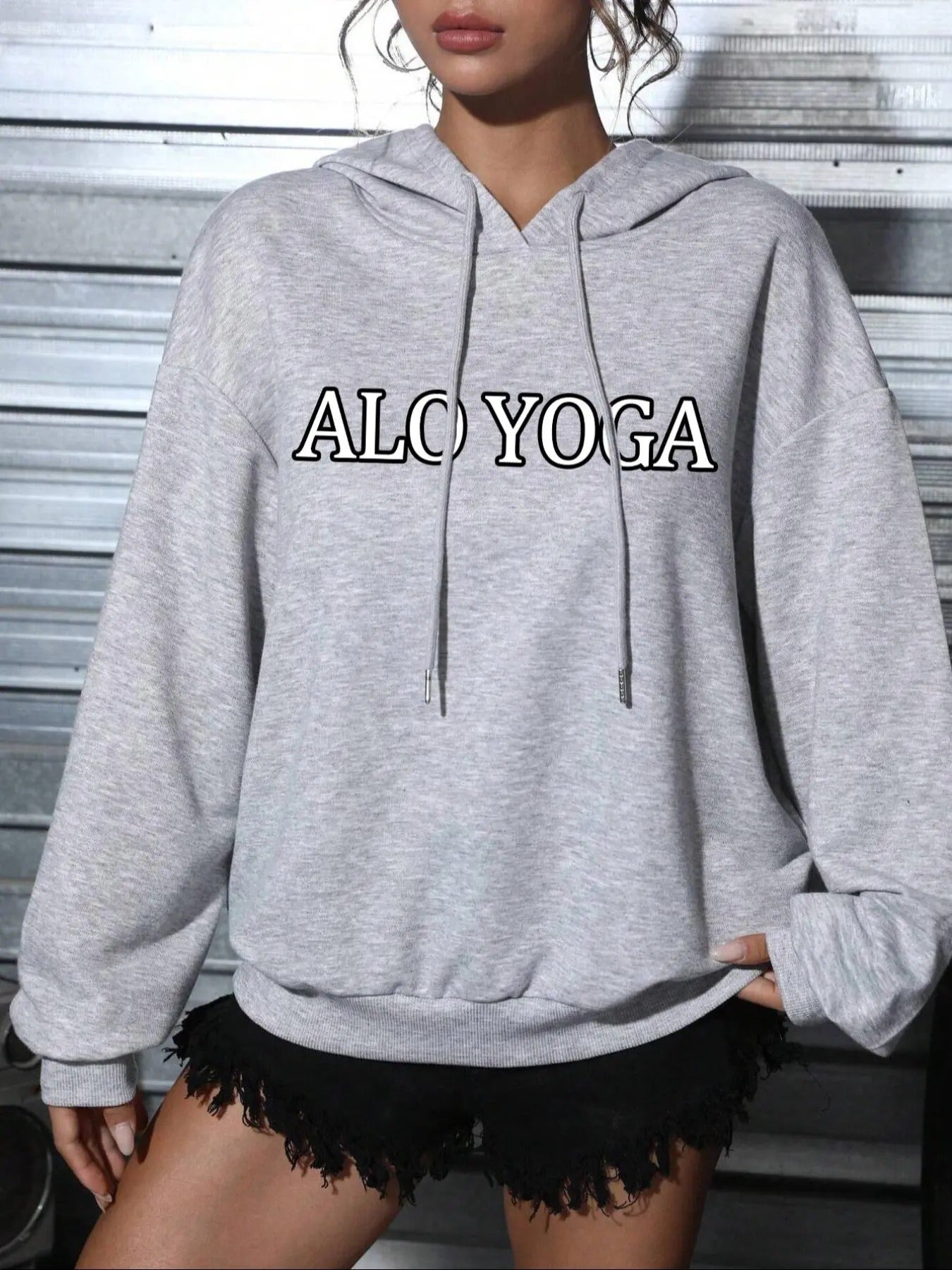 Women'WB shield Letter Print Hoodie, Fashion Casual Hooded Sweatshirt for Daily Holiday Outdoor Wear, Women Clothing for...